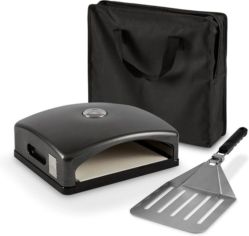 Outdoor Pizza Oven with Paddle & Bag | BBQ Grill Stone Pizza Maker 10" | Black