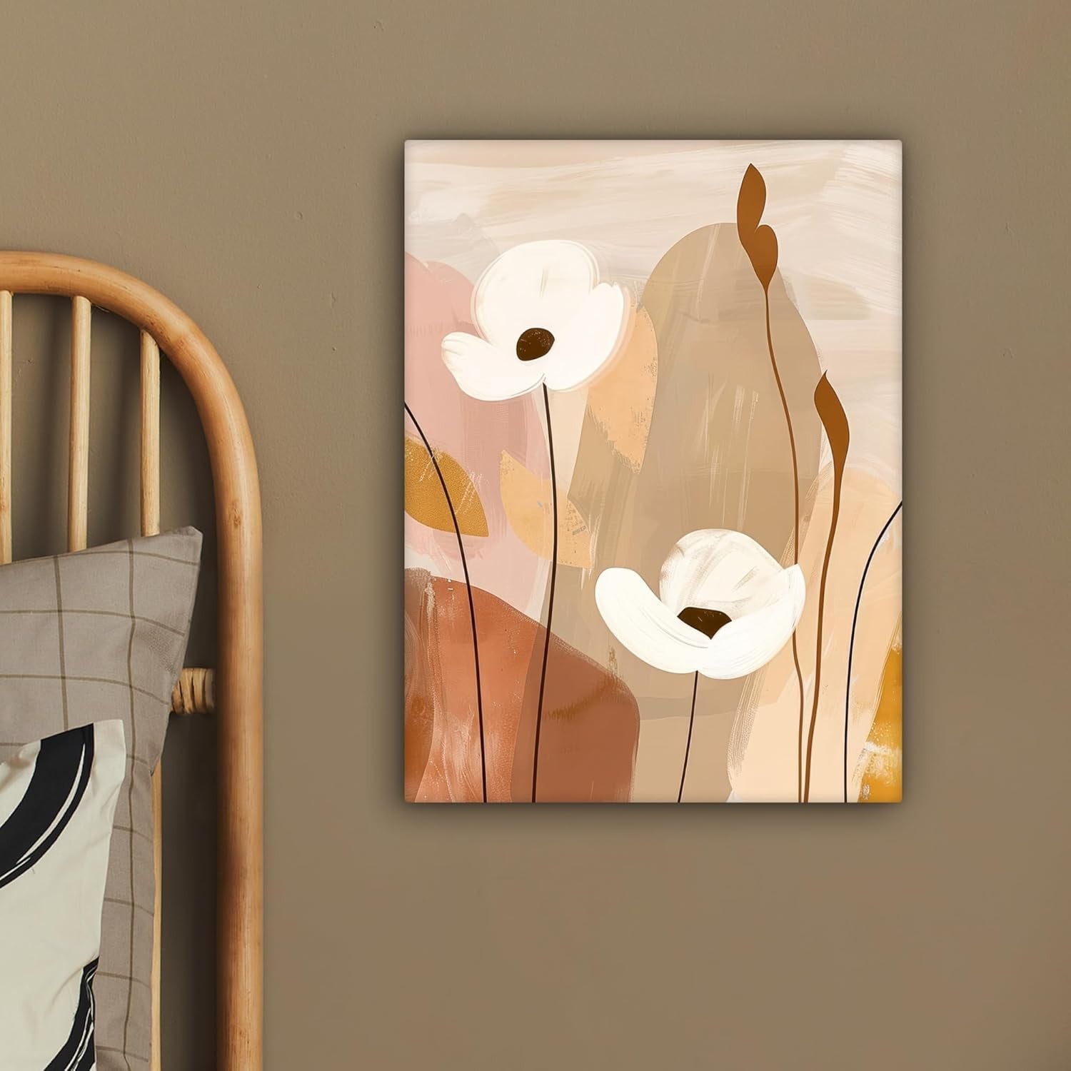 Abstract Flower Canvas Wall Art 30x40cm Framed Modern