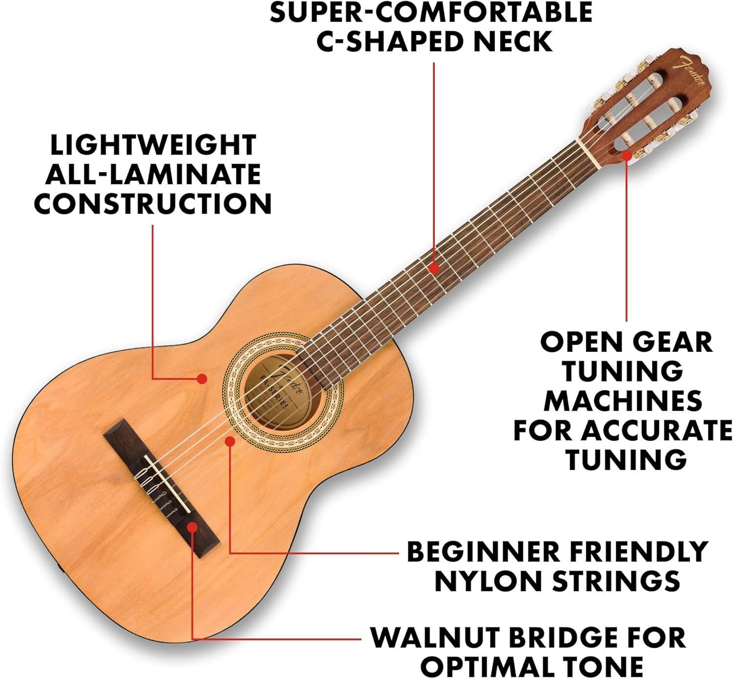 3/4 Classical Acoustic Guitar Nylon String Natural