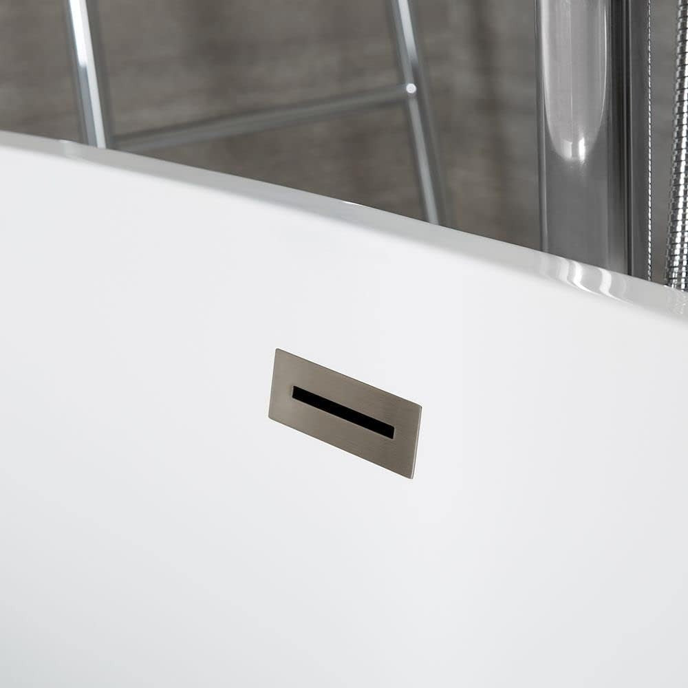 White Double Ended Freestanding Oval Bath 1595x740mm Nickel Overflow