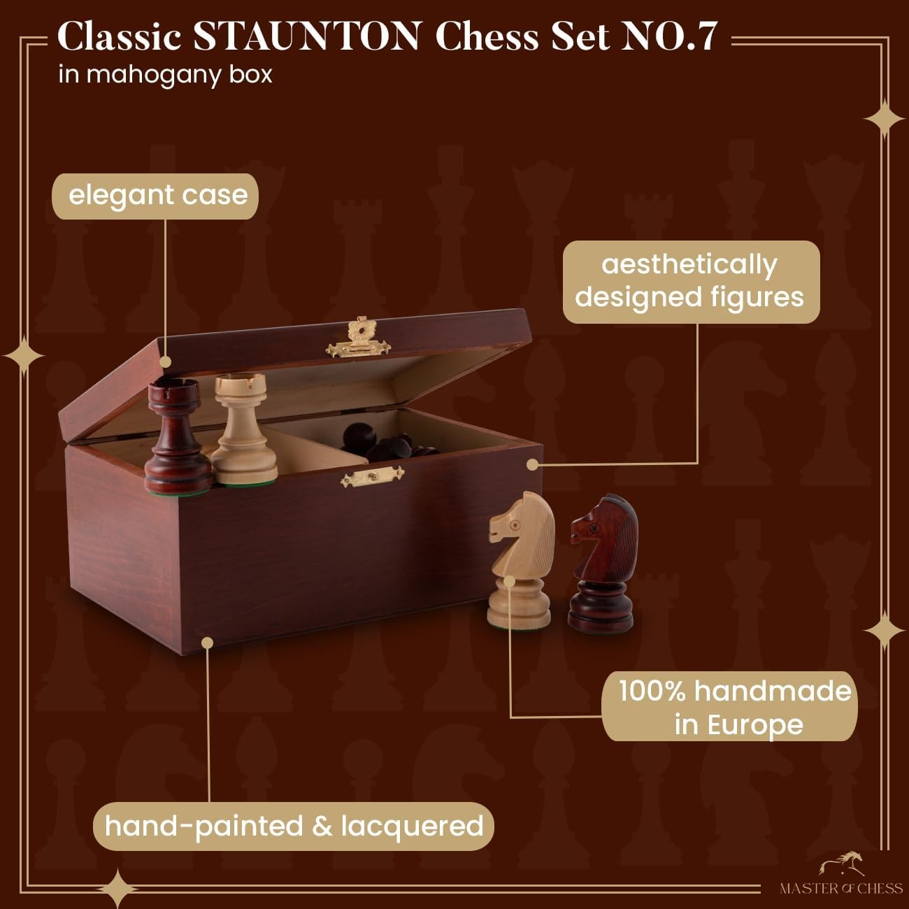 Staunton No.7 Weighted Wooden Chess Pieces with Premium Mahogany Box