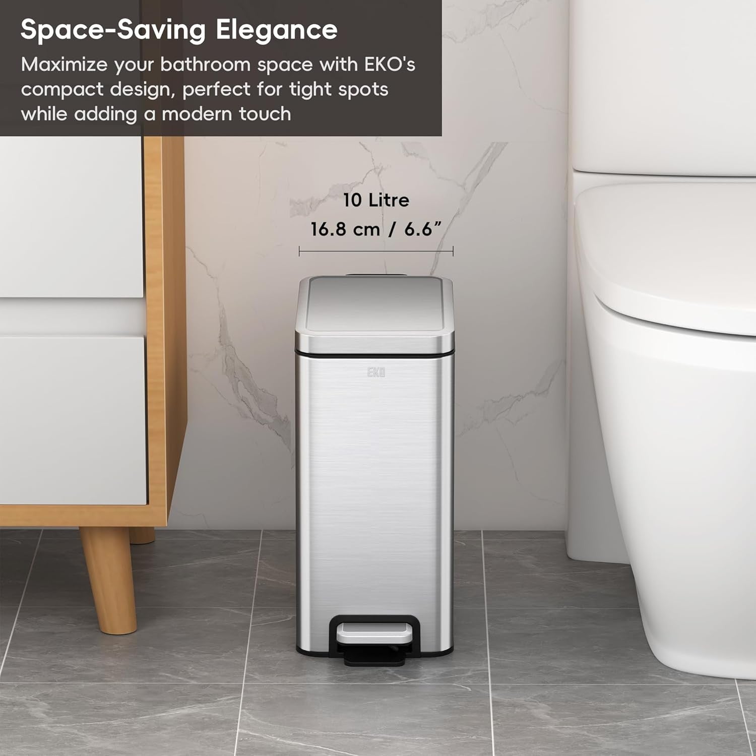 10L Slim Stainless Steel Pedal Bin – Fingerprint-Resistant Trash Can