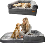 Human Size Dog Bed 180x95cm Orthopedic Memory Foam Grey