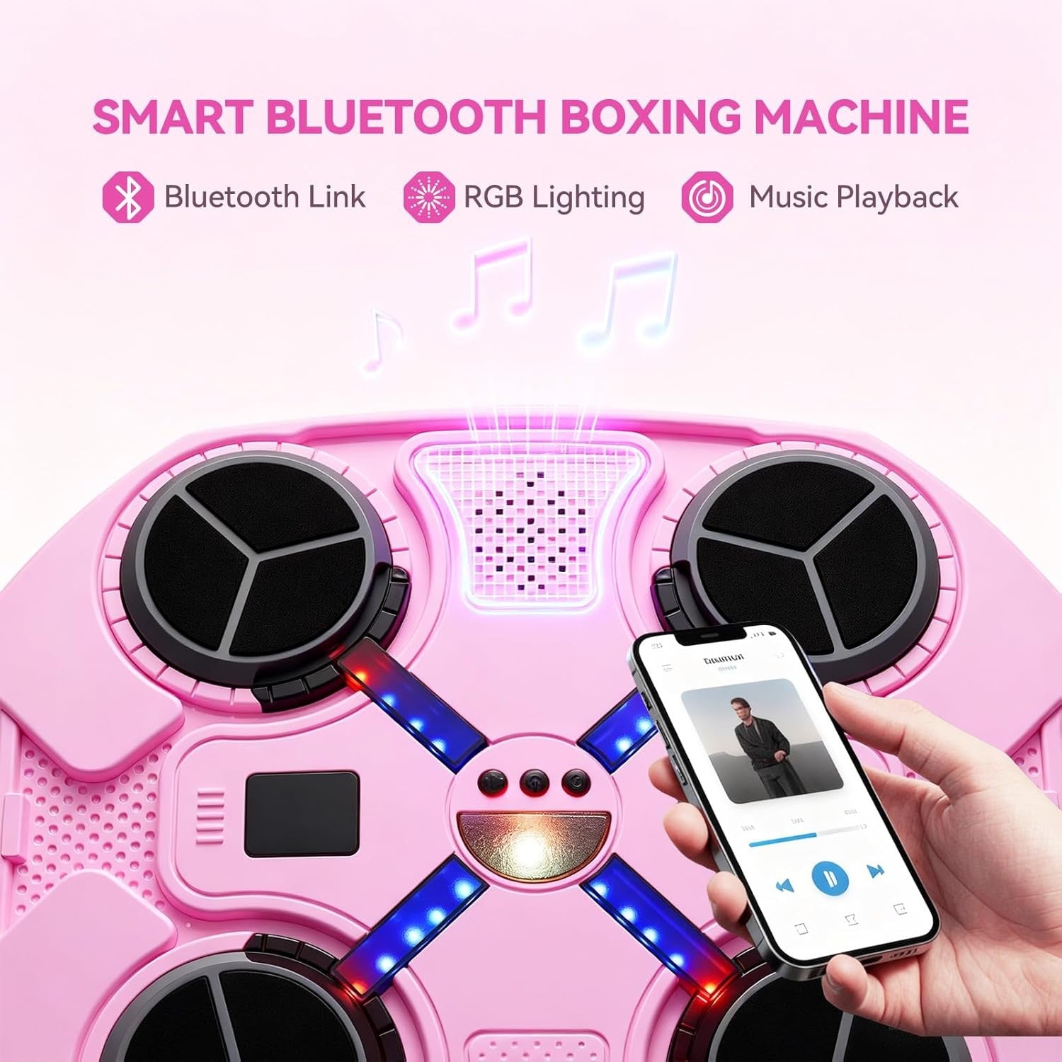 Music Boxing Machine LED Punch Pad Bluetooth Wall Mounted Kids Home Fitness