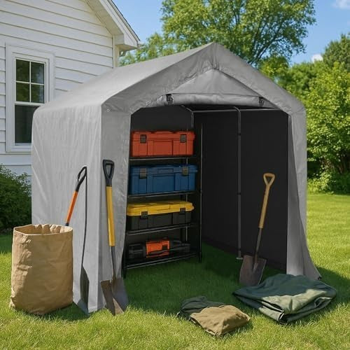 Portable 2.4x2.4m Garden Bike Shed Tent Water-Resistant Outdoor Storage