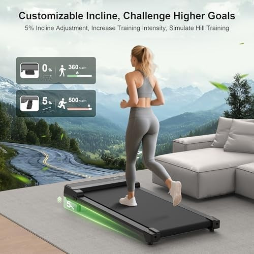 Walking Pad 5% Incline Under Desk Treadmill Quiet Portable 6km/h Compact Home