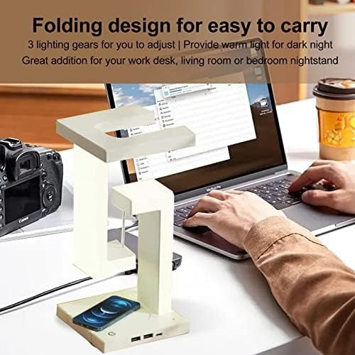 Matte Magnetic Levitating Desk Lamp 3-Level Touch LED with Wireless Charger