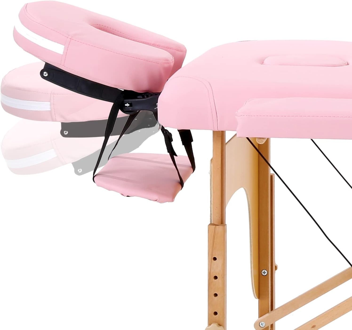 Portable Massage Table Foldable Wooden Adjustable Therapy Bed Tattoo Pink