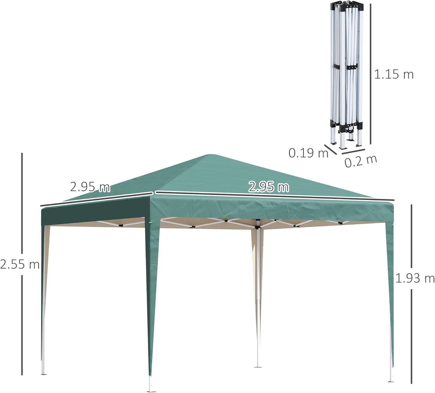 3x3m Pop Up Gazebo Waterproof Adjustable Party Tent w/ Bag Green