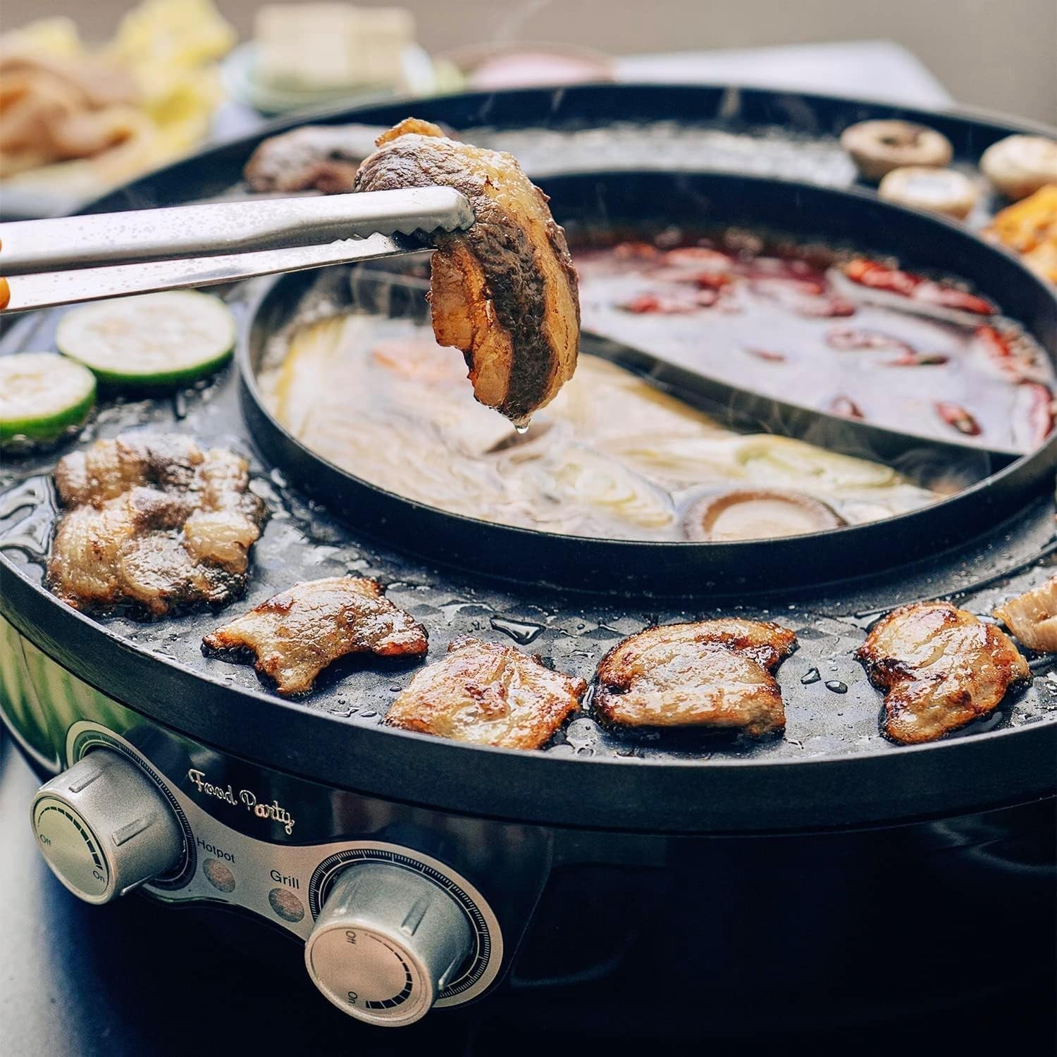 Electric Hot Pot BBQ Grill 2-in-1 2200W | Non-Stick Shabu Shabu Cooker 42cm