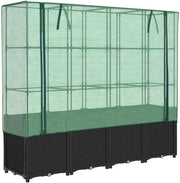Raised Garden Bed Planter 160x40x53cm with Greenhouse Cover for Vegetables