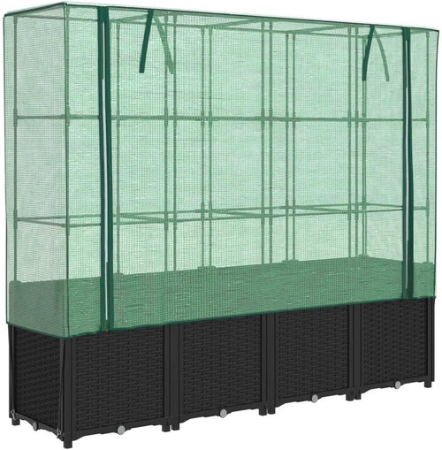 Raised Garden Bed Planter 160x40x53cm with Greenhouse Cover for Vegetables