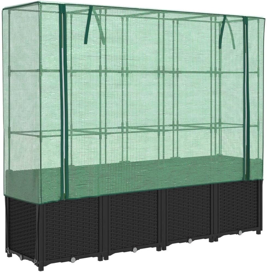 Raised Garden Bed Planter 160x40x53cm with Greenhouse Cover for Vegetables