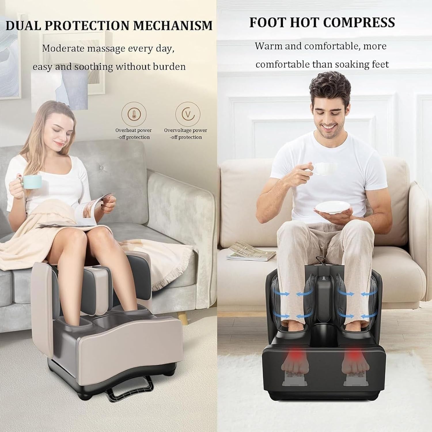 2-in-1 Foot & Calf Massager with Heat | Shiatsu, Kneading, App-Controlled