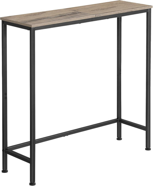 Slim Console Table for Hallway Entryway, Rustic Grey Metal Frame, Sturdy & Compa