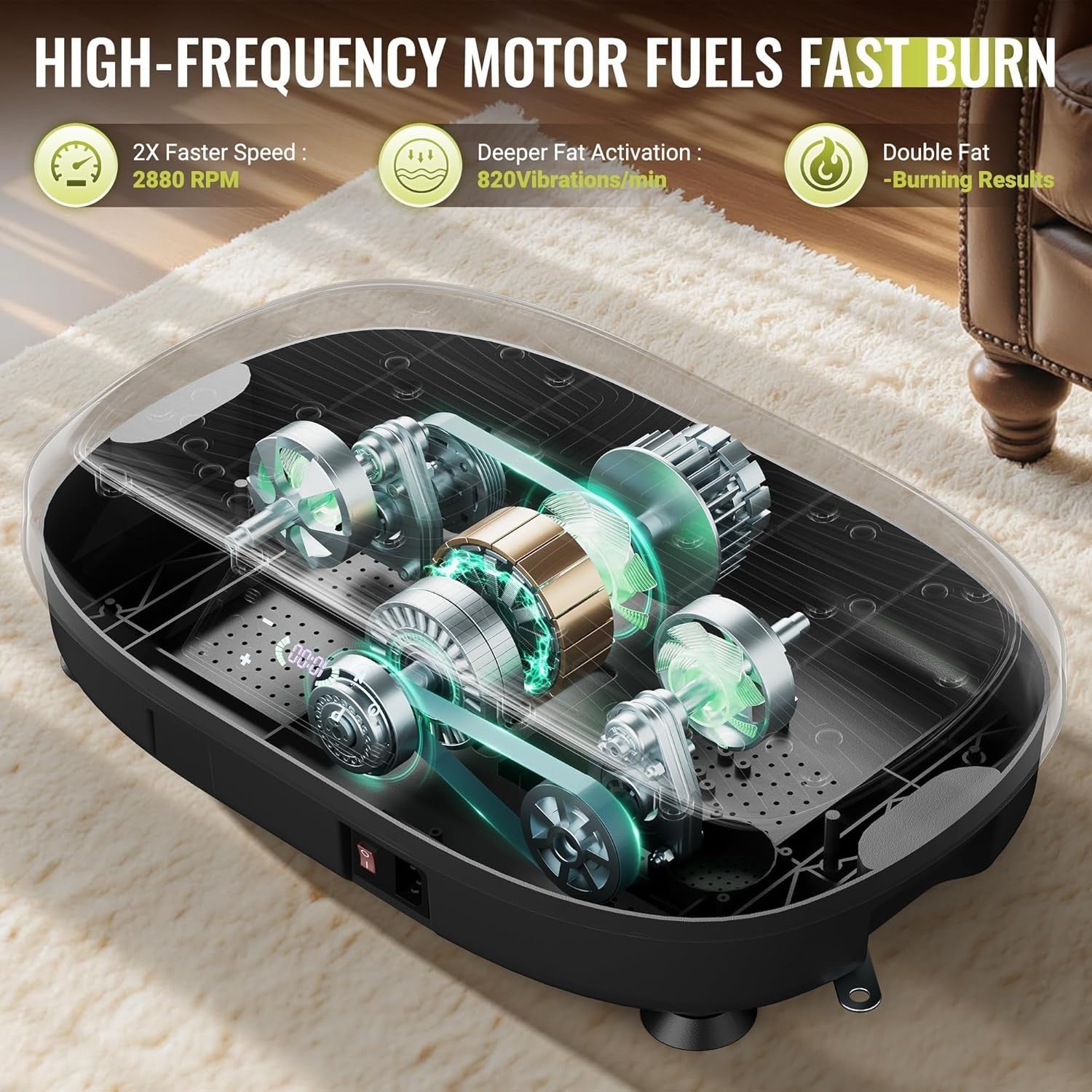 Vibration Plate Exercise Machine 120 Speeds 5 Programs 150KG Home Trainer