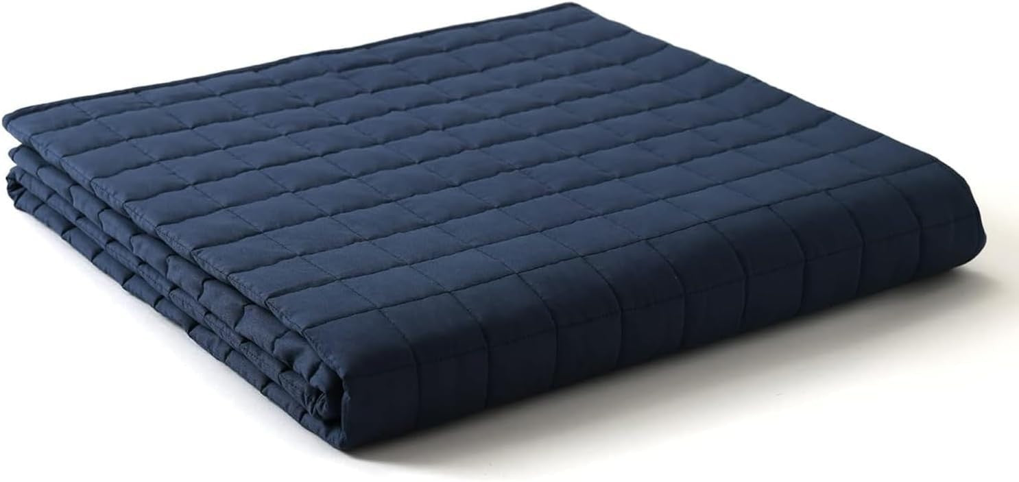 "Navy Weighted Blanket 152x203cm 9kg Cotton – Calming for One Person"