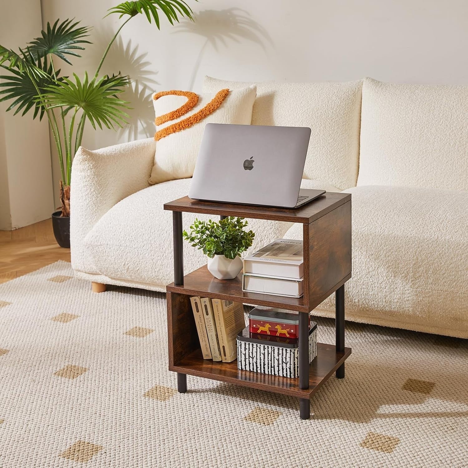 3-Tier S-Shaped Side Table with Storage Shelves – Stylish, Durable & Compact