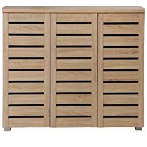 Space-Saving 5 Tier Shoe Storage Cabinet 3 Door Organizer Sonoma Oak