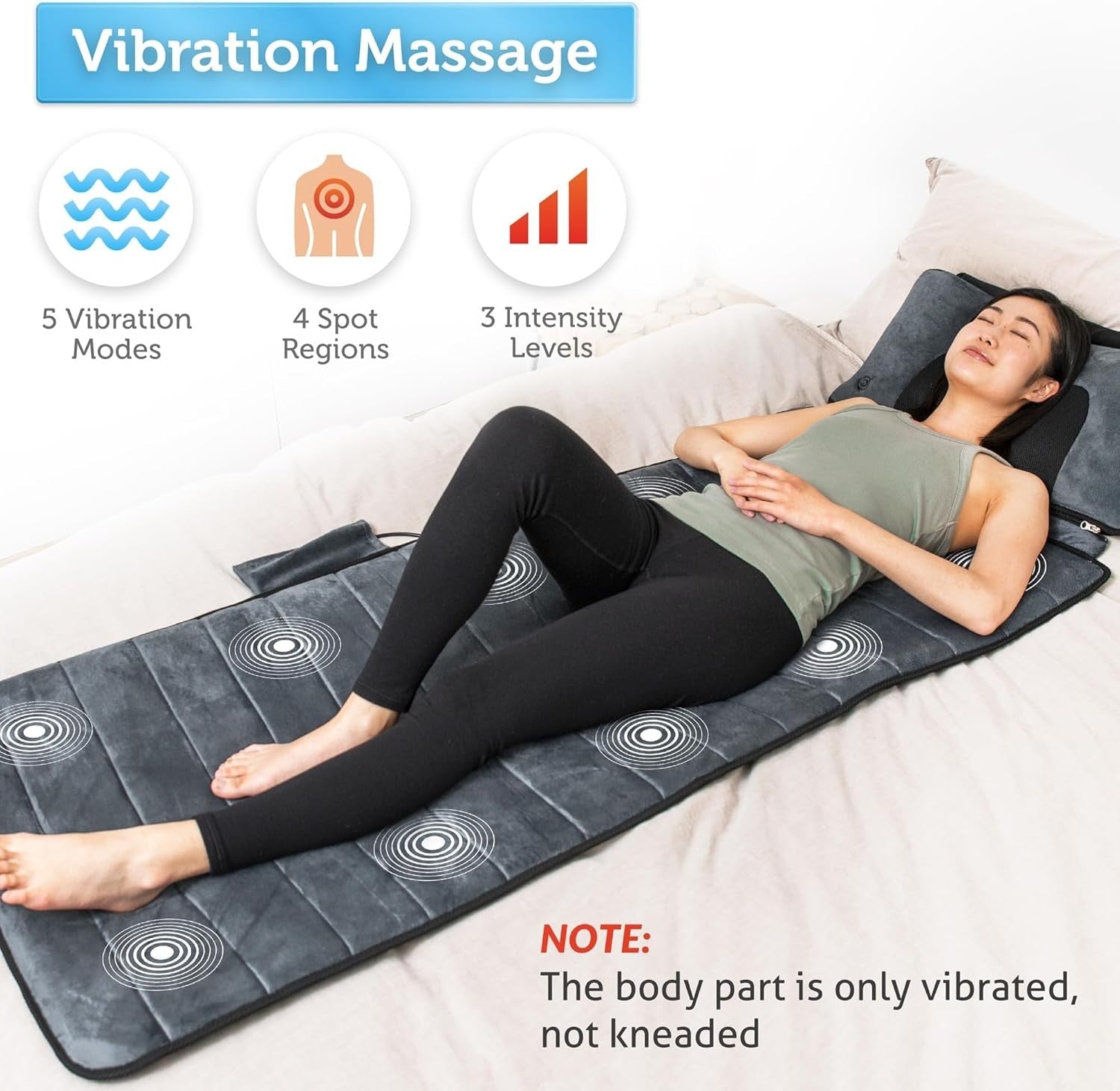 Heated Full Body Massage Mat 10 Motors Neck Back Relief Pain Pad Bed