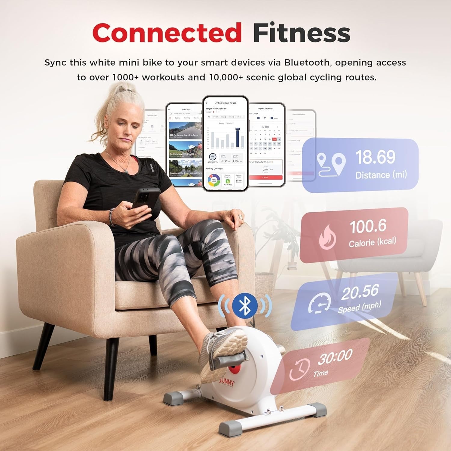 Under Desk Exercise Bike Pedal Trainer Arms & Legs Quiet LCD