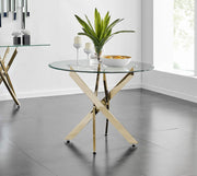Small Space Round Glass Dining Table 100cm Chrome Cross Leg Base