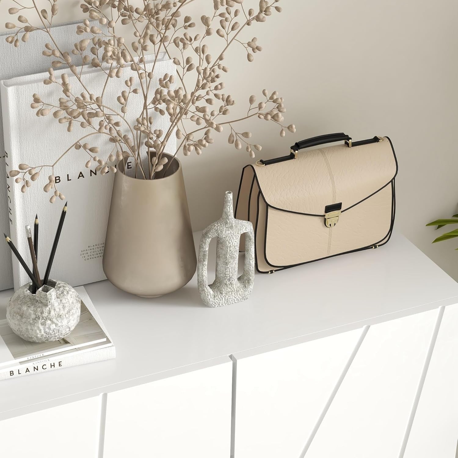 Slim High Gloss Shoe Cabinet with Soft-Close Doors & Adjustable Shelves