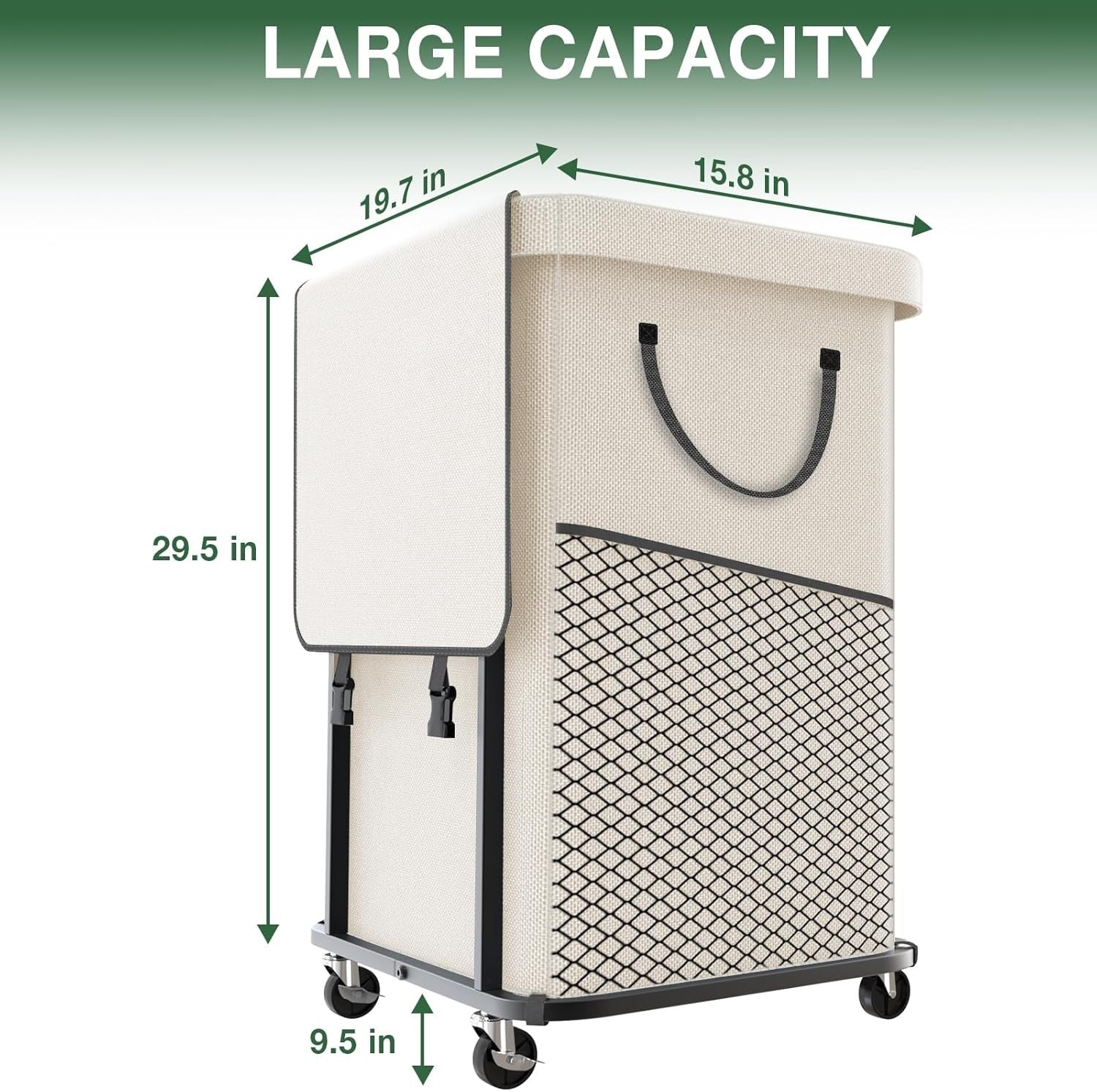 150L Large Rolling Laundry Hamper with Wheels Heavy Duty Laundry Cart White