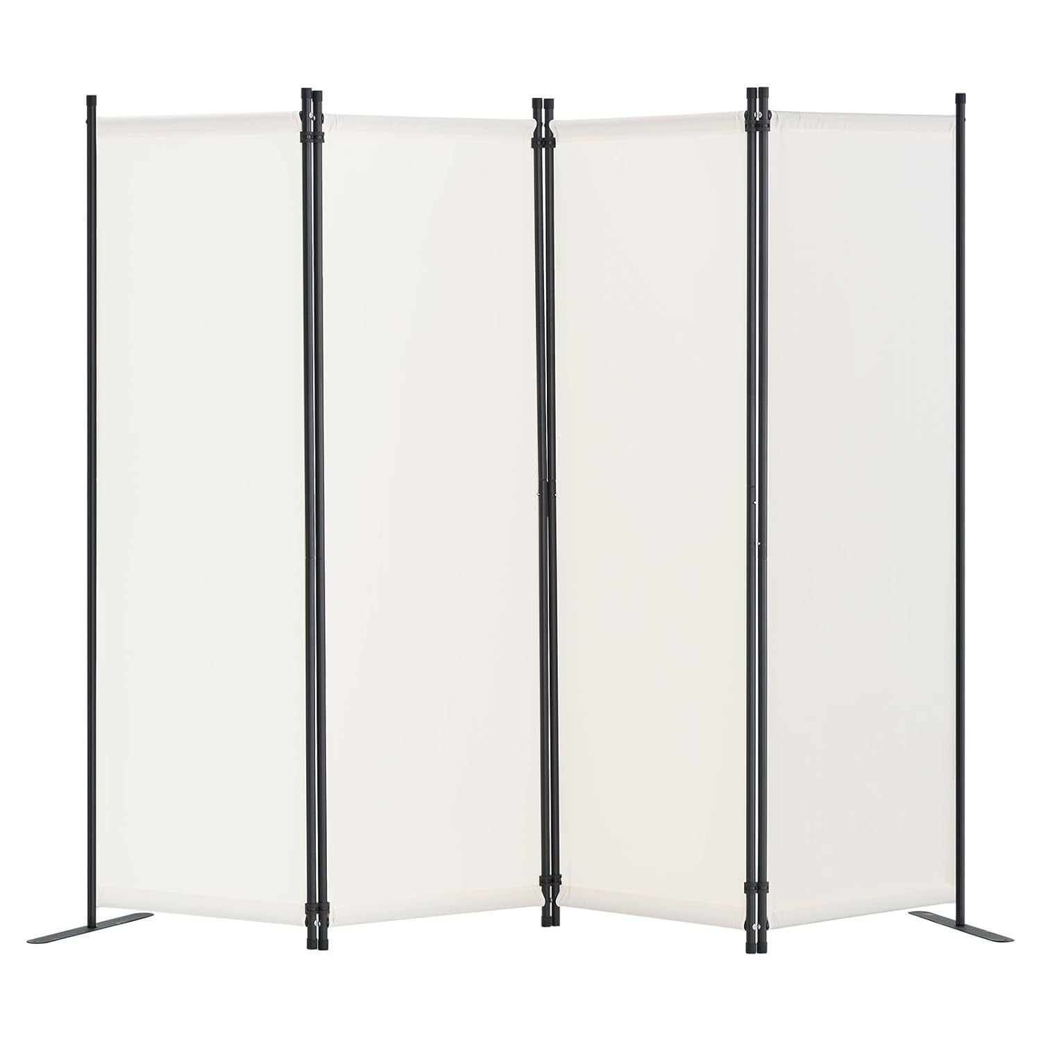4 Panel Folding Room Divider White Fabric Freestanding Privacy Screen 288x173cm