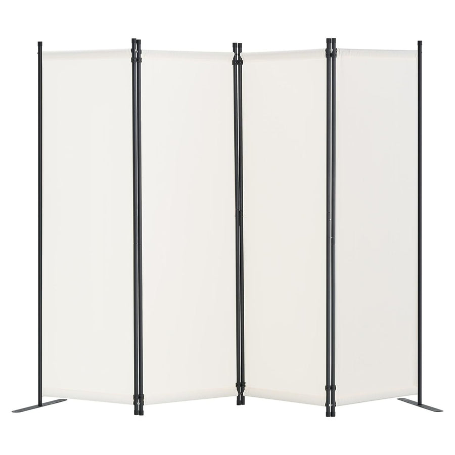4 Panel Folding Room Divider White Fabric Freestanding Privacy Screen 288x173cm