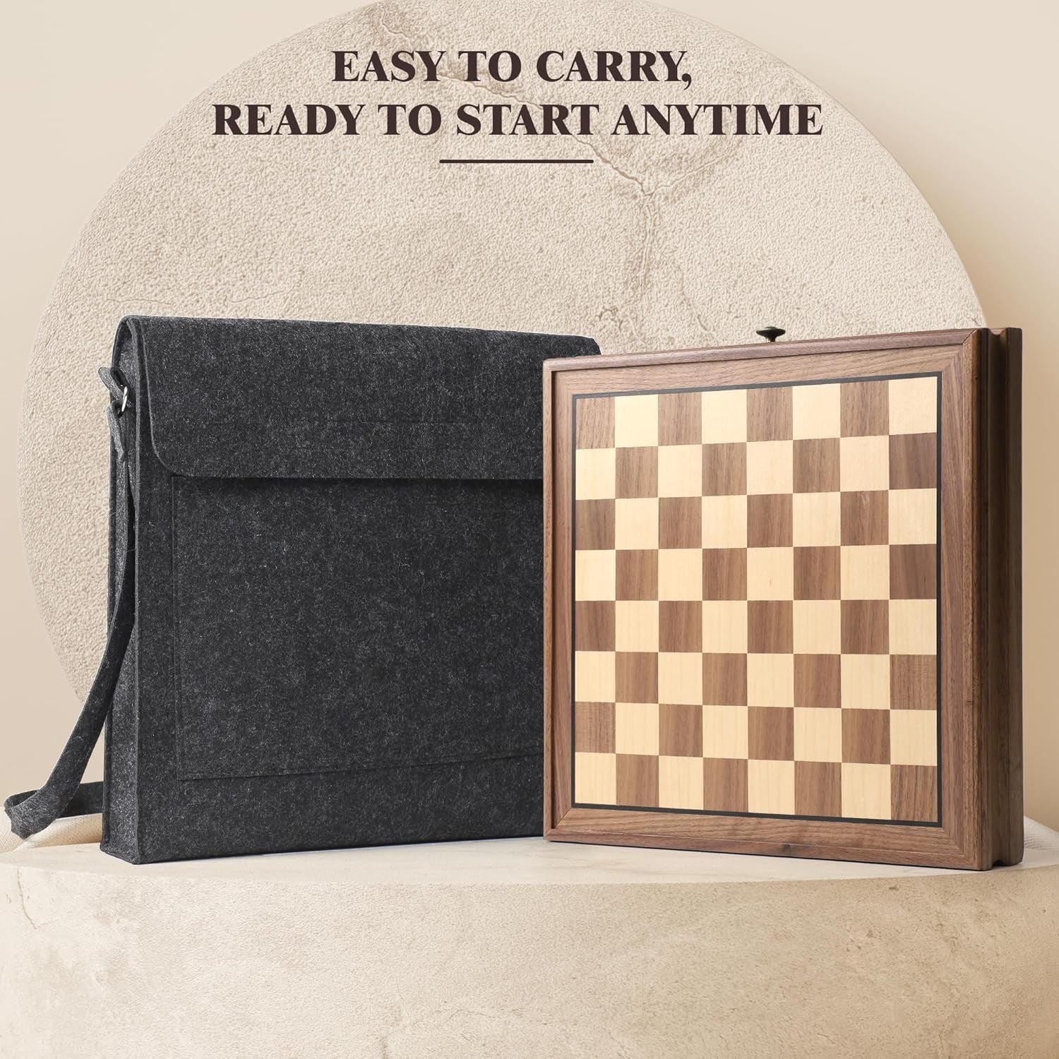 Premium Walnut Magnetic Chess Set 13” With Drawer, Staunton Pieces, 2-in-1 Board