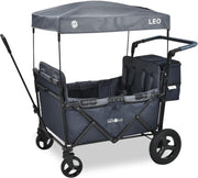 Foldable Kids Stroller Wagon with Roof 4-Seat Off-Road Wheels Blue