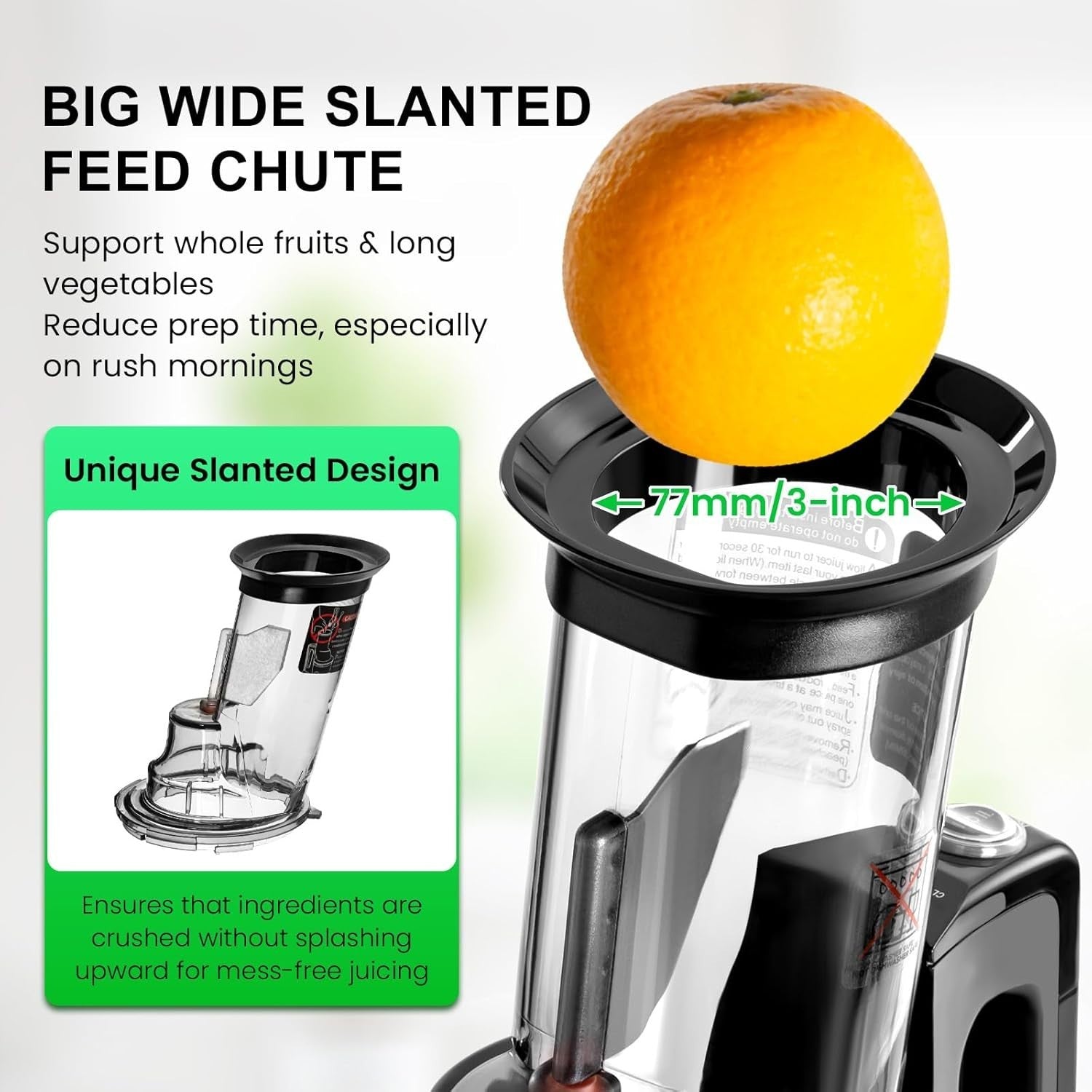 Slow Cold Press Juicer 65RPM Quiet Motor High Yield BPA Free