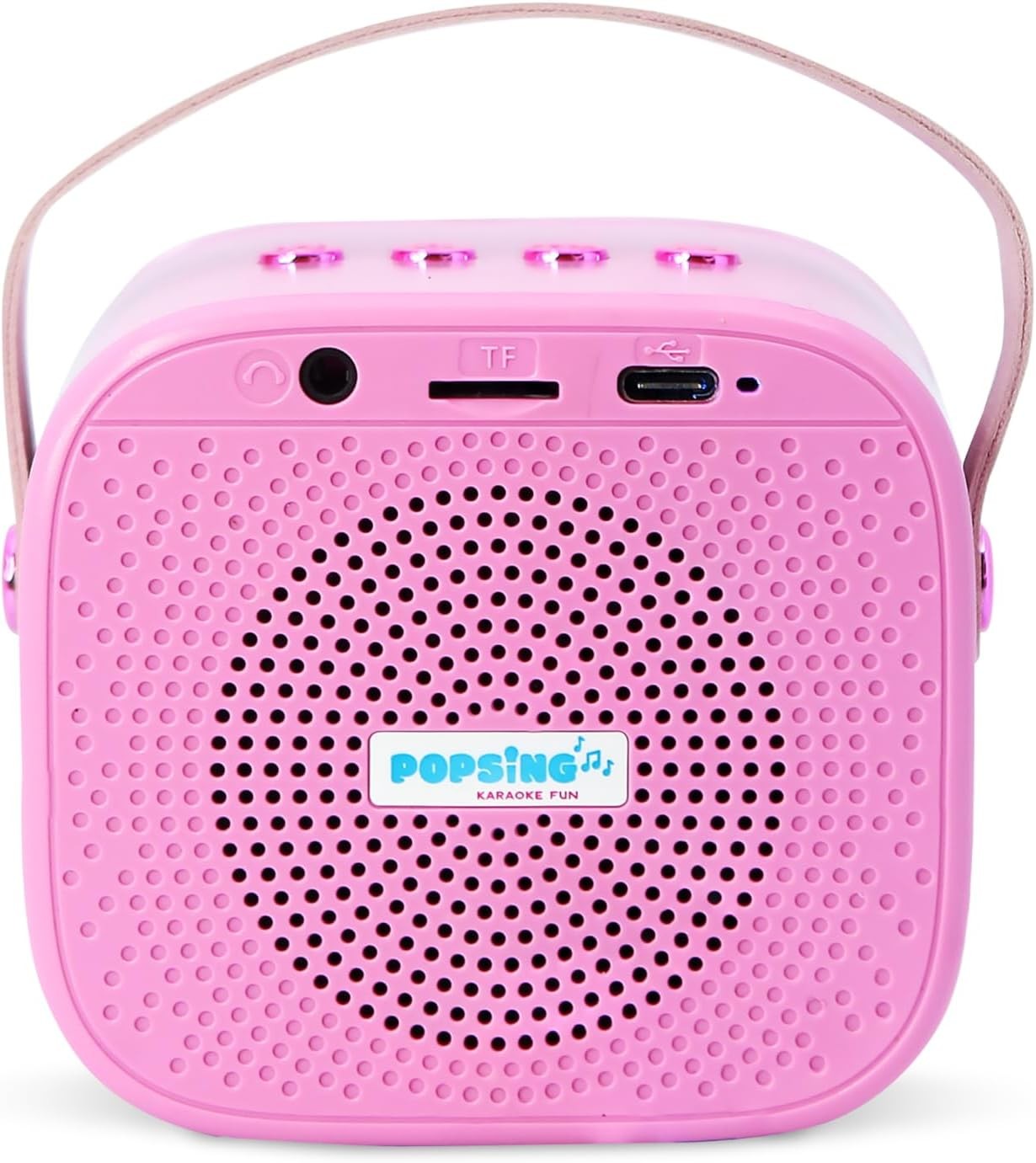 Pink Mini Karaoke Speaker with Wireless Mic LED Lights Bluetooth