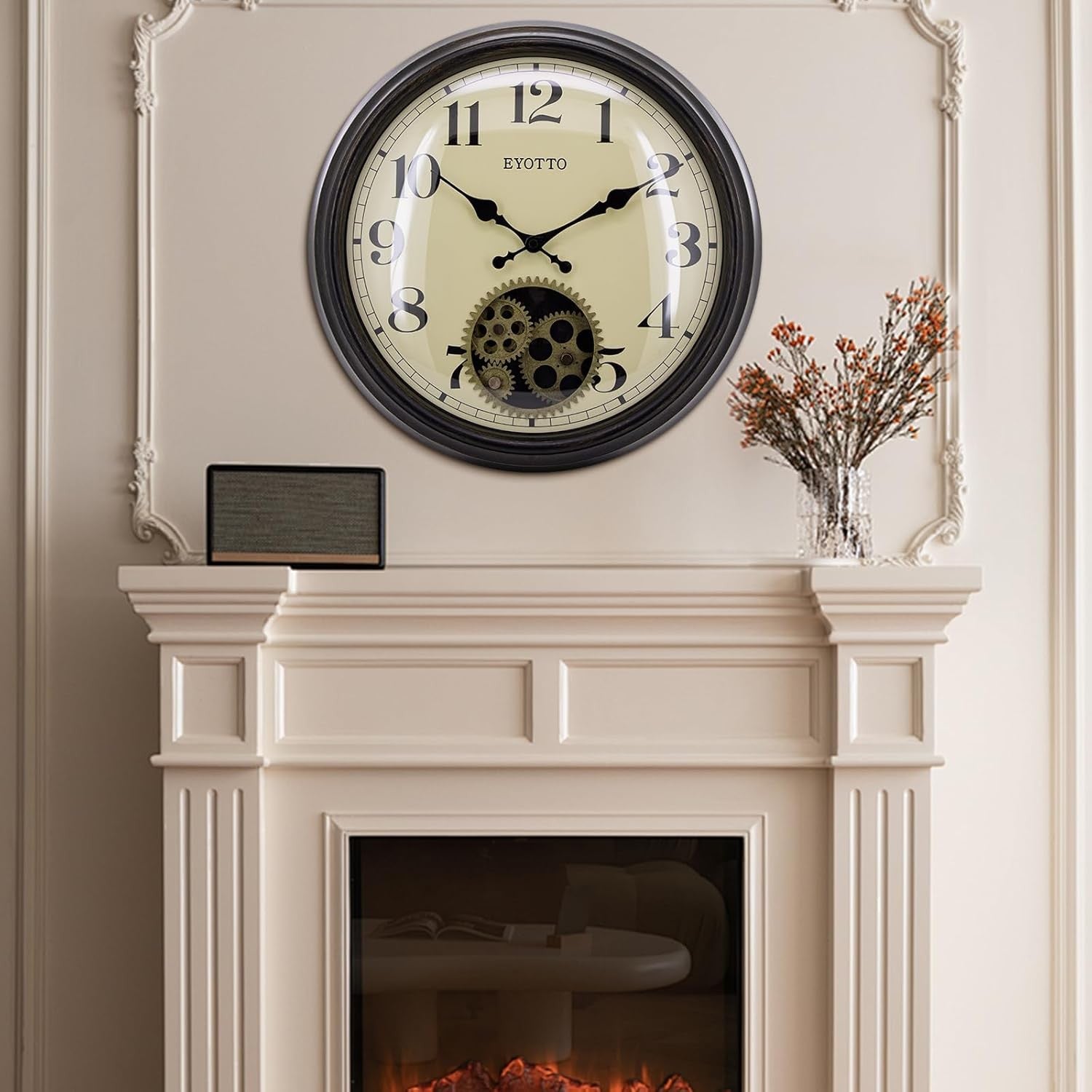 15" Retro Industrial Wall Clock Moving Gears Vintage Steampunk Silent Metal Art