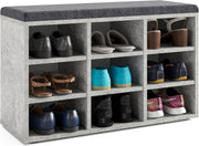 Concrete Grey Shoe Storage Bench with Cushion – Hallway Seat 80x30x50cm