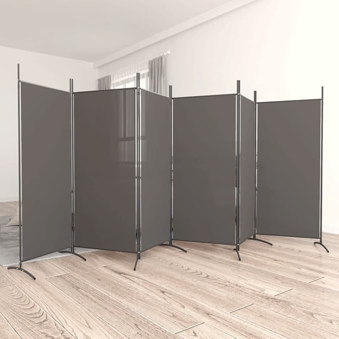 6 Panel Folding Room Divider Anthracite Privacy Screen 520x180cm Fabric