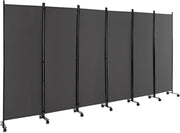 6 Panel Grey Folding Room Divider Privacy Screen Metal Frame 335x172cm
