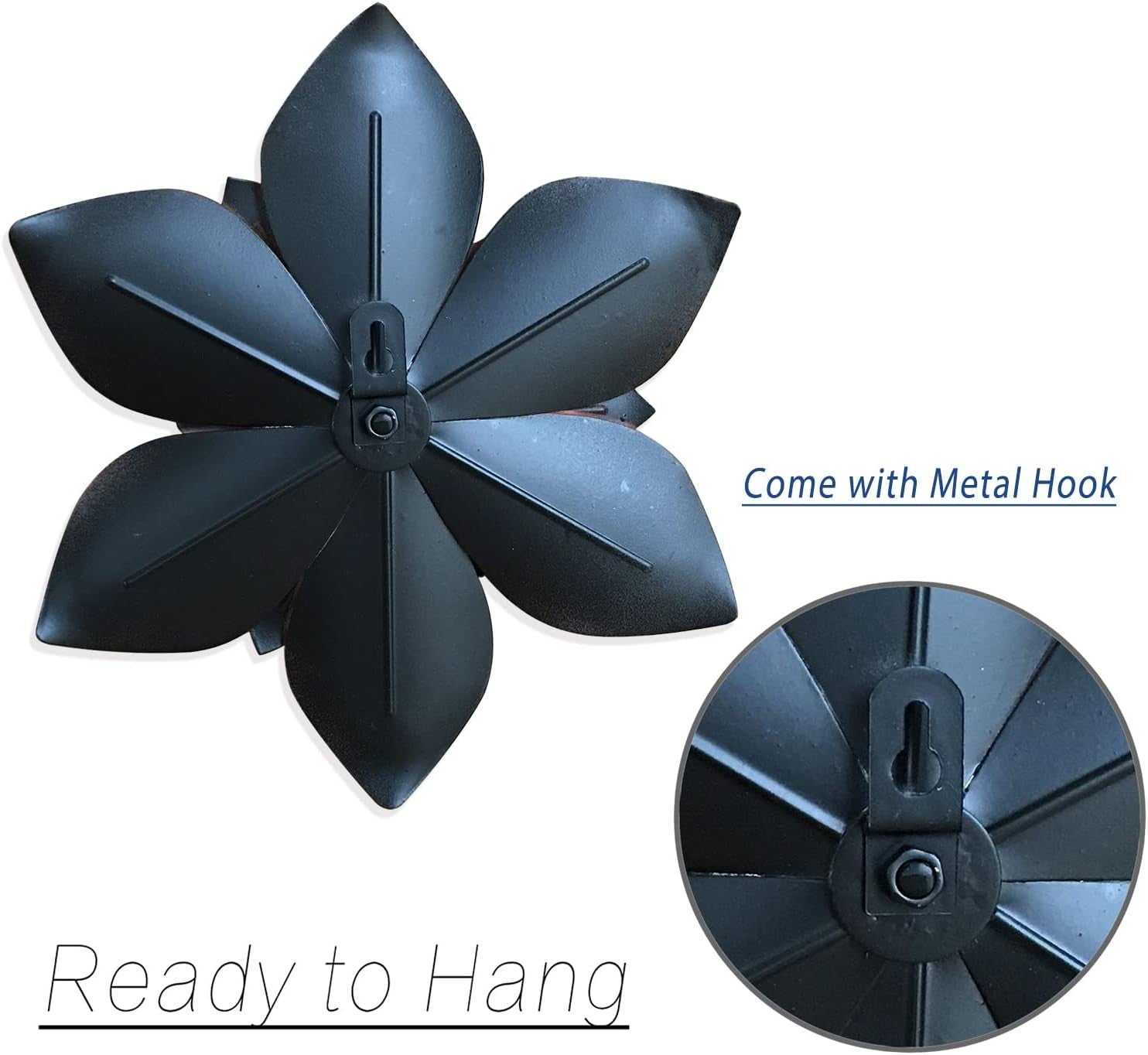 Metal Flower Wall Art 10in Rustic Black Gold Floral Decor