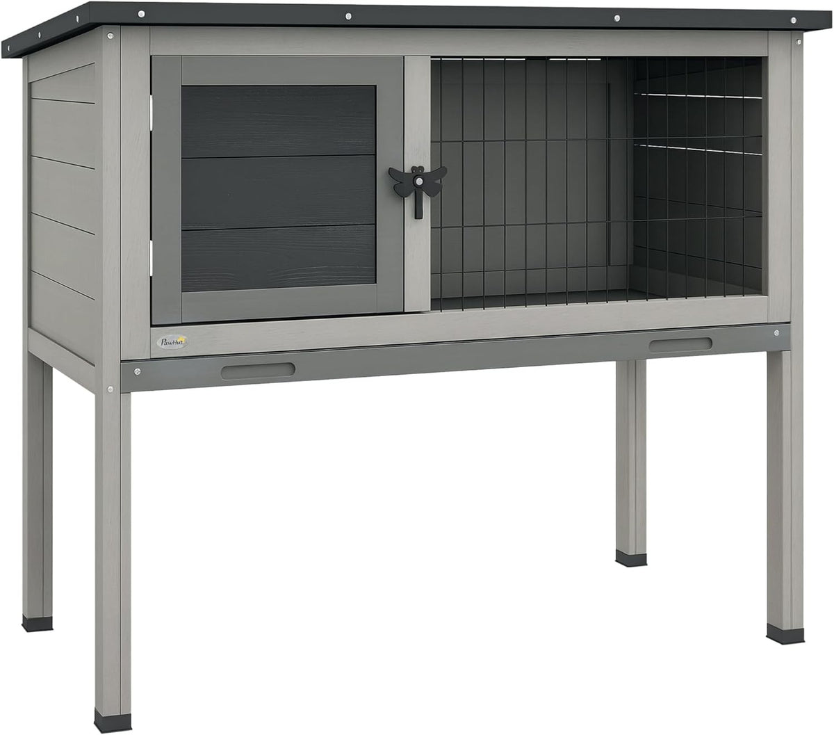 Guinea Pig Hutch Wooden Small Animal Cage Raised Outdoor with Tray Roof