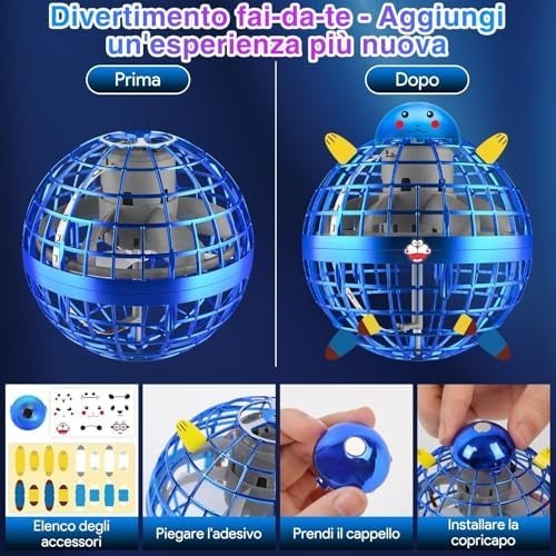 LED Flying Ball Toy with 360° Spin, Rechargeable Hand-Controlled Drone Gift