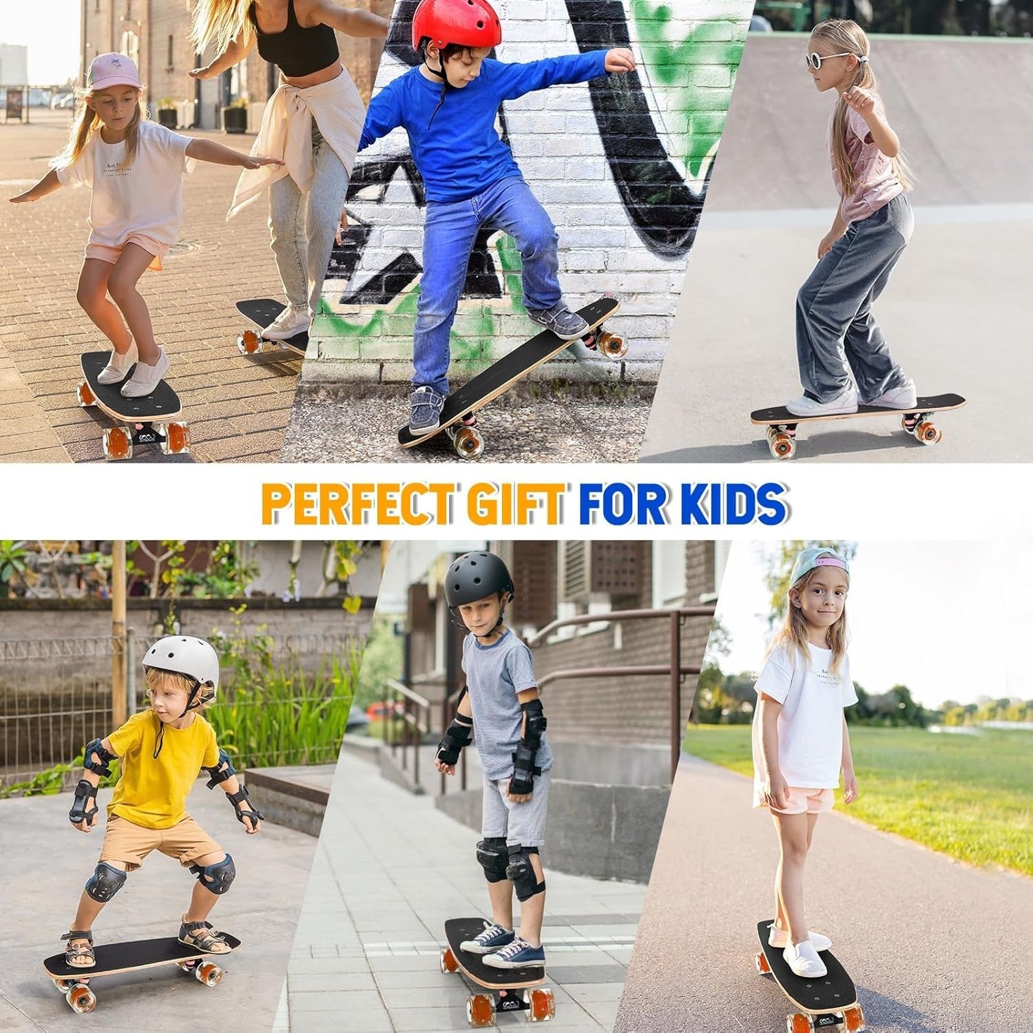 22" Mini Cruiser Skateboard LED Wheels Maple Deck Beginner Youth X-Fire