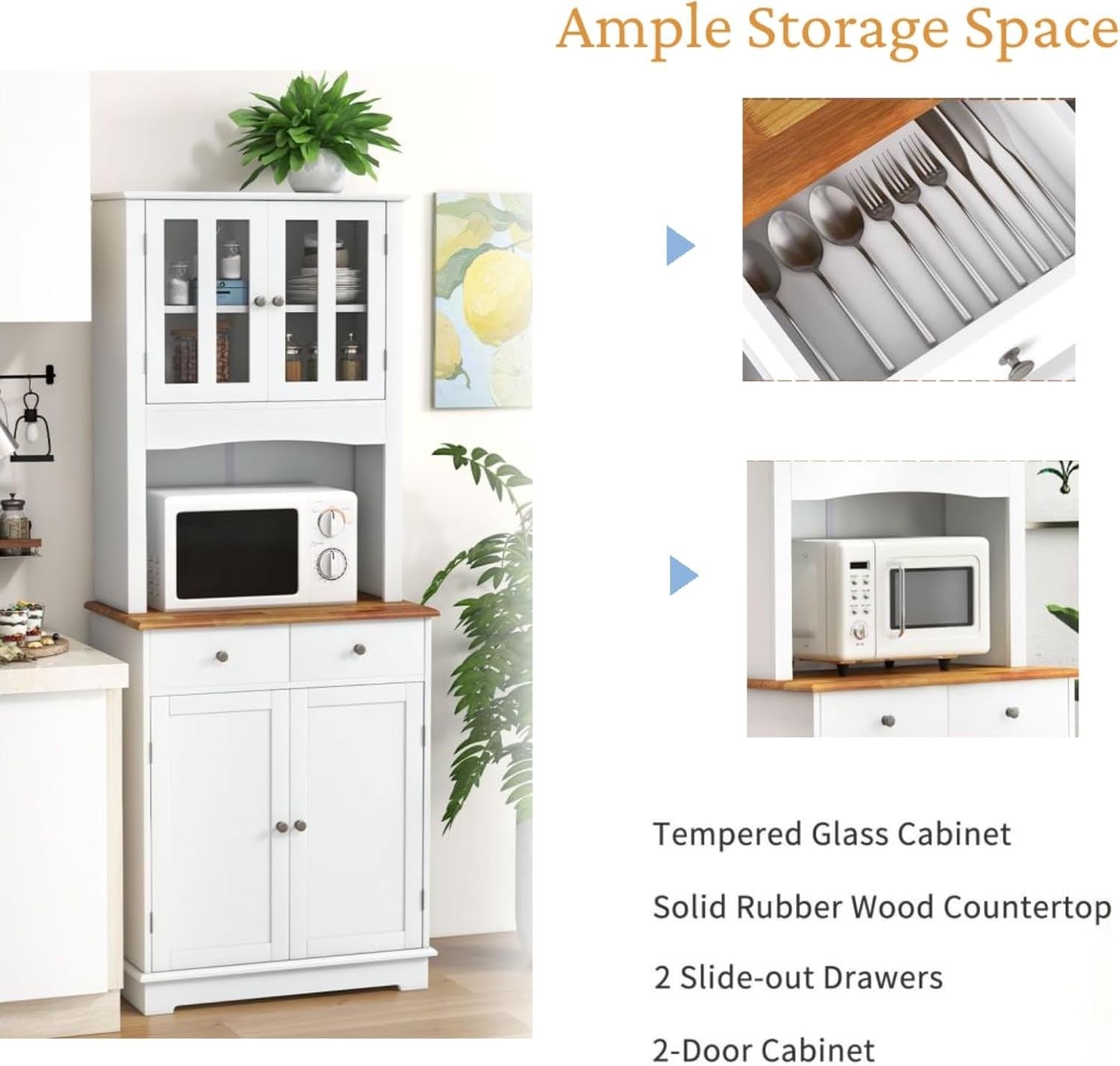 White 170cm Tall Kitchen Cupboard 4-Door 4-Drawer Adjustable Shelves