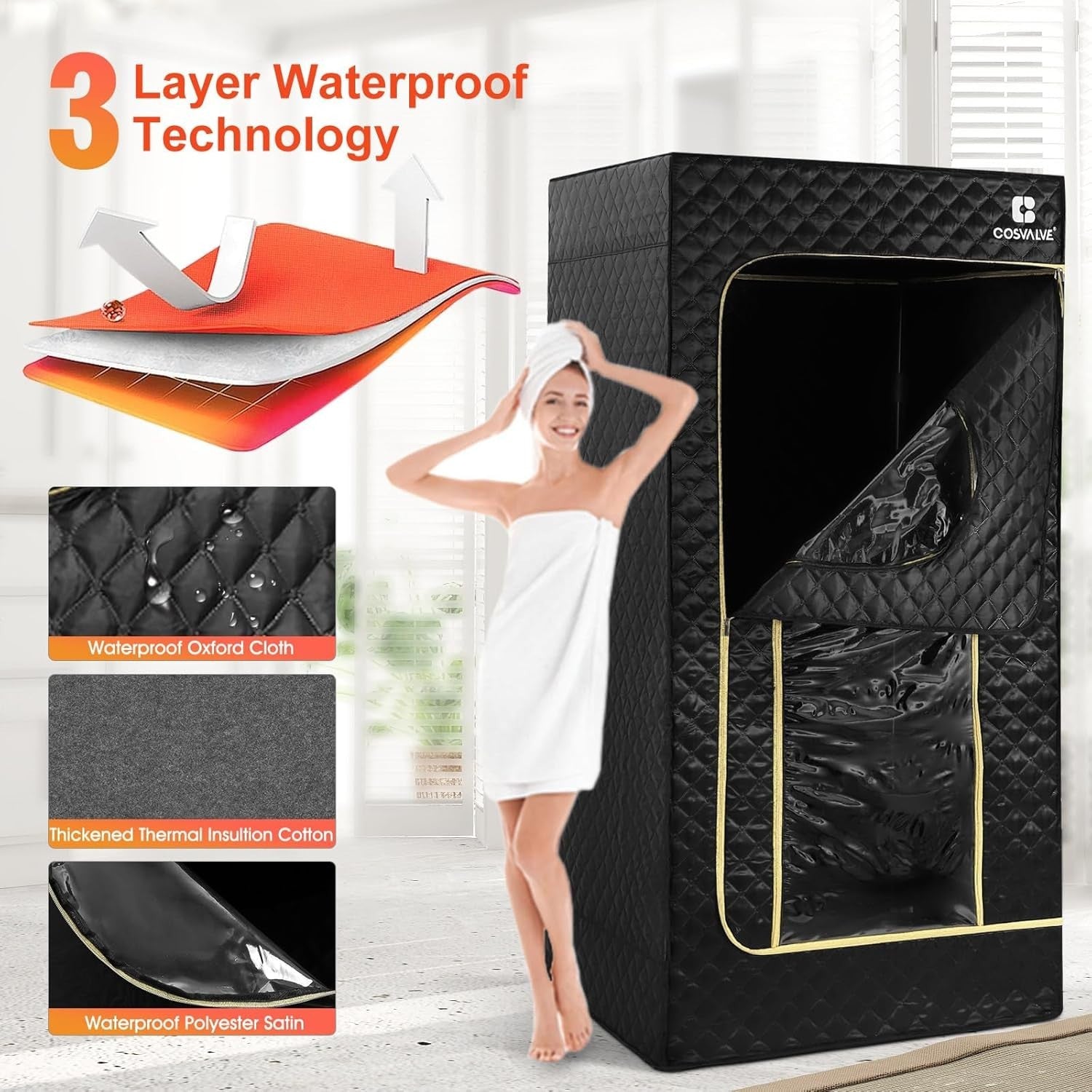Full Size Portable Steam Sauna Home Spa Box 4L 1600W Fast Heat 16-Level Detox