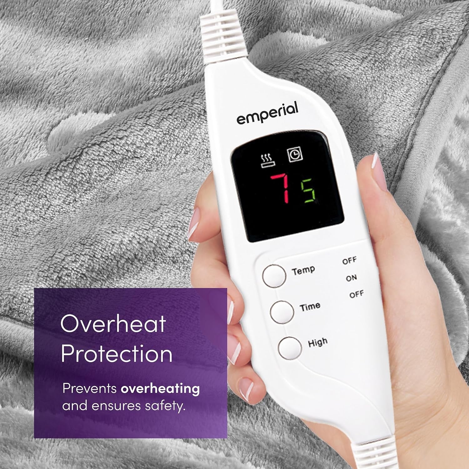 Electric Heated Throw Blanket 9 Heat Settings Digital Timer Soft Fleece 160x130c