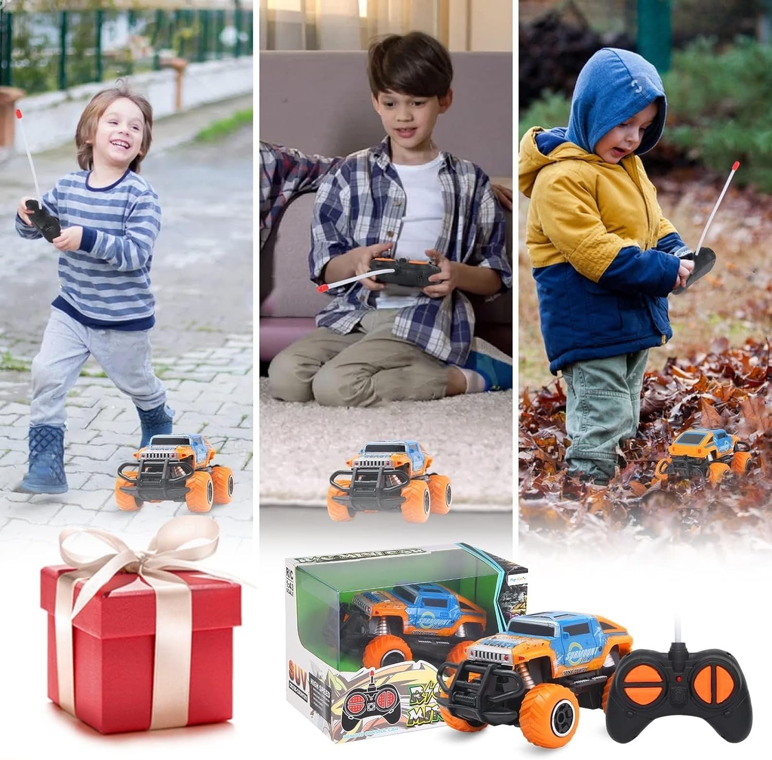Off-Road RC Car, 4-Channel Remote Control Toy for Kids 3–8