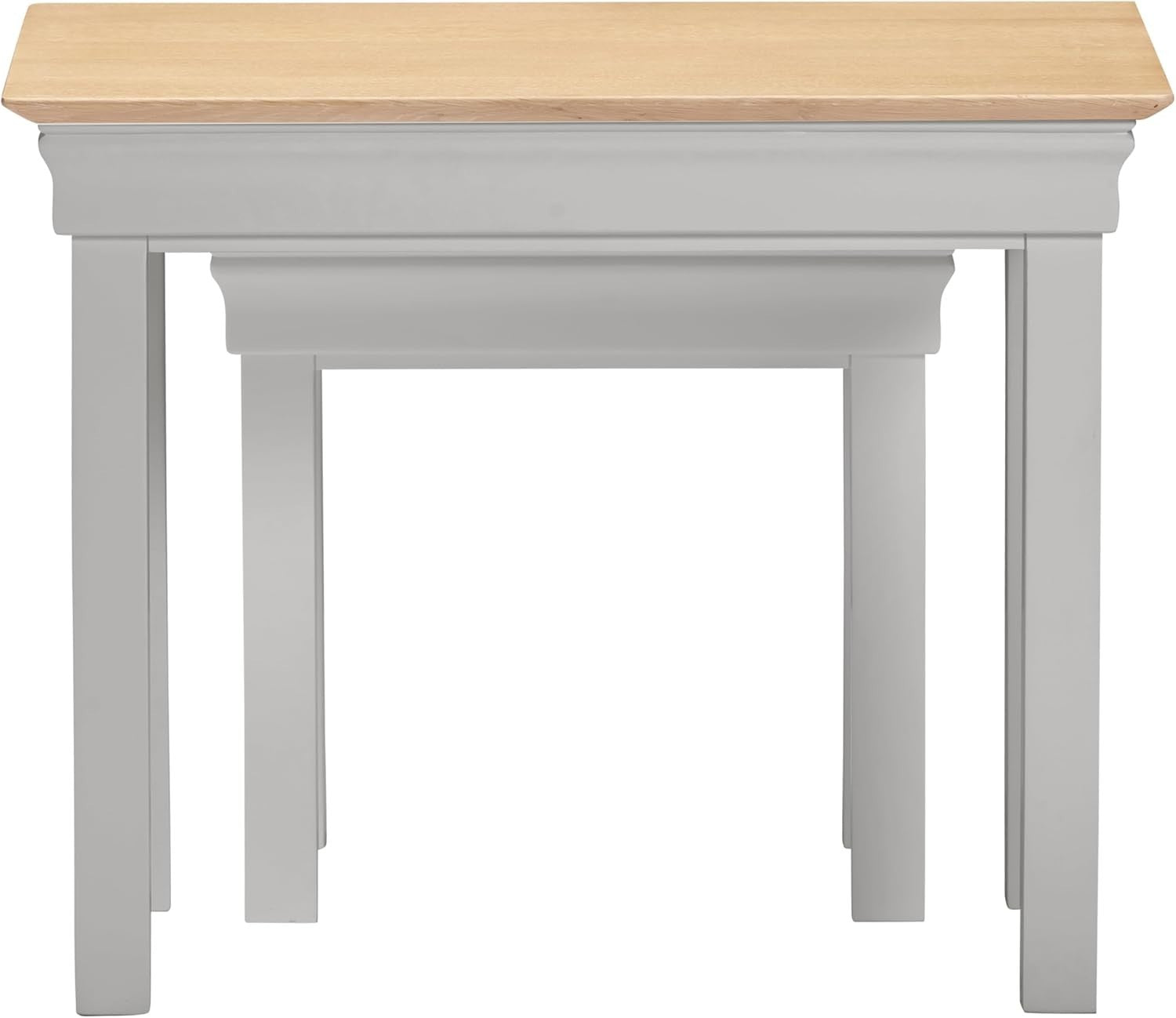 Space Saving Nest of 2 End Tables Pebble Grey Oak Wood Side Coffee Table