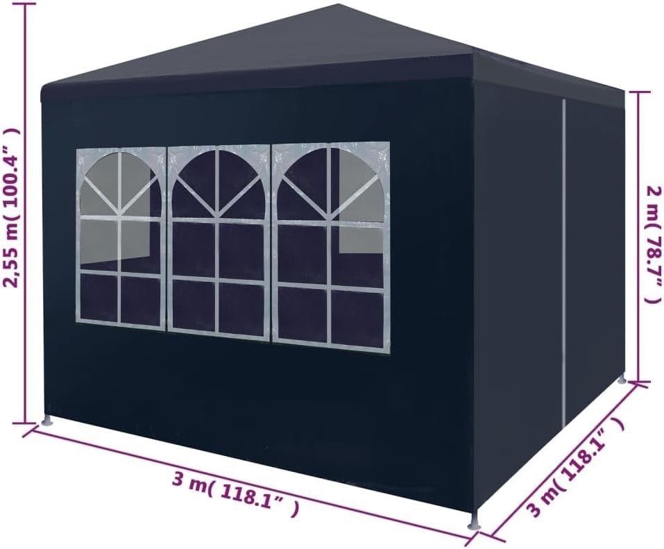 3x6m Garden Party Tent Gazebo Pavilion PE Roof Steel Frame w/ Sides