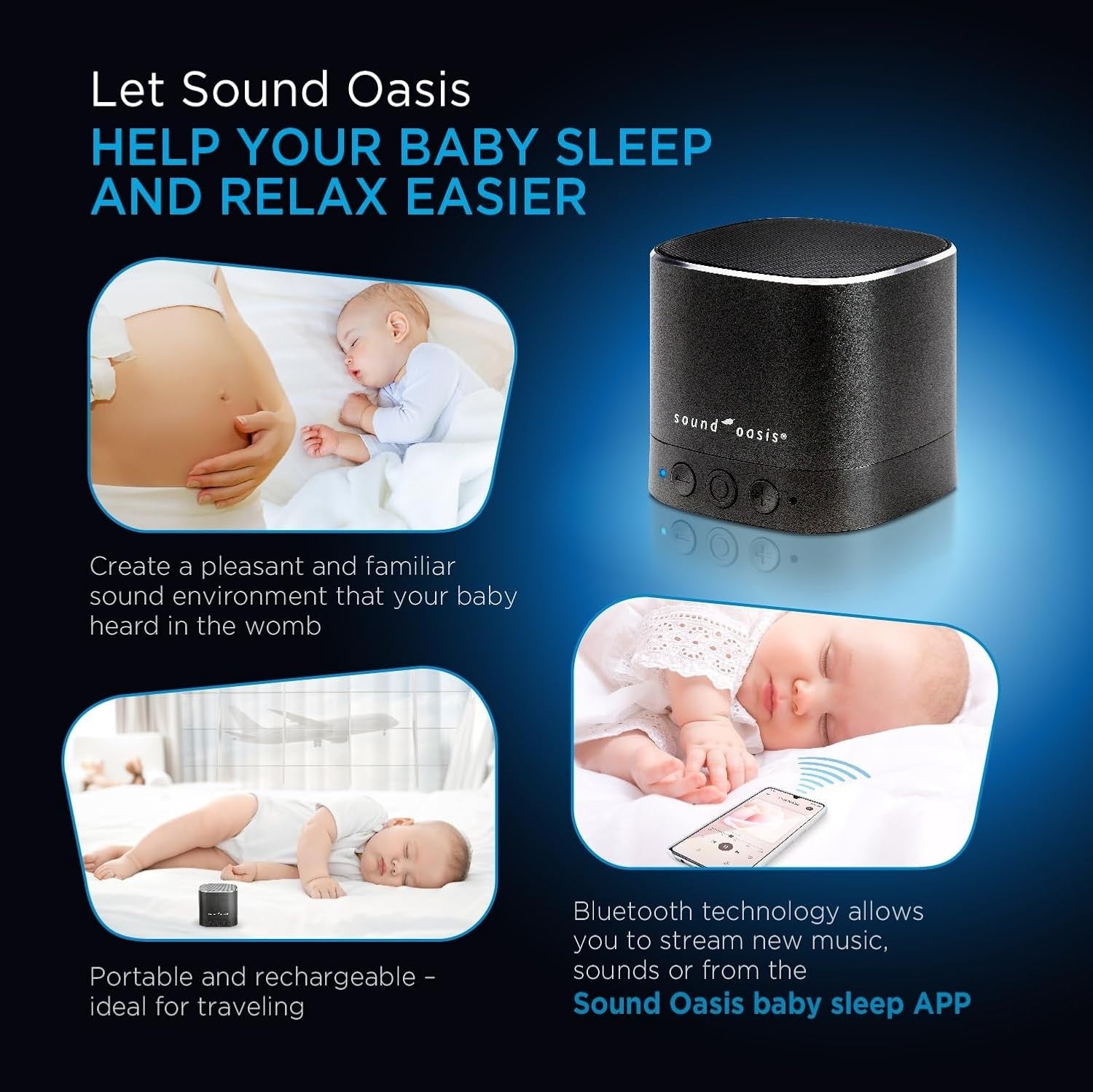 Baby Sound Machine Bluetooth 20 Soothing Sounds Sleep Aid Portable
