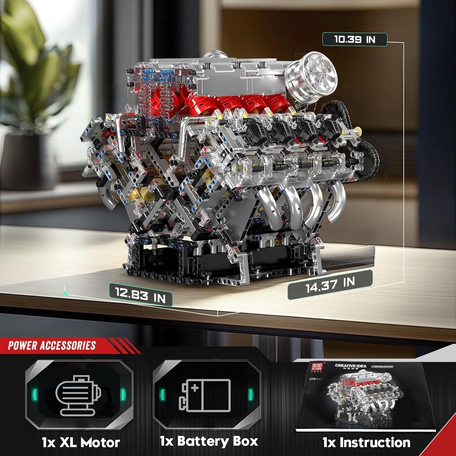 V8 Engine Model Kit DIY Supercar Engine Build STEM Toy for Adults Kids